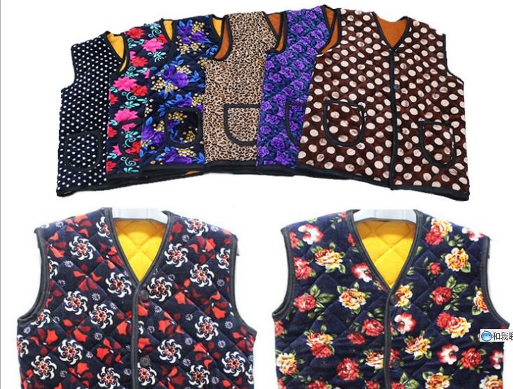 Women's vests for middle-aged and elderly people, double-sided fleece warm vests for women, cotton-padded jackets and vests for mothers