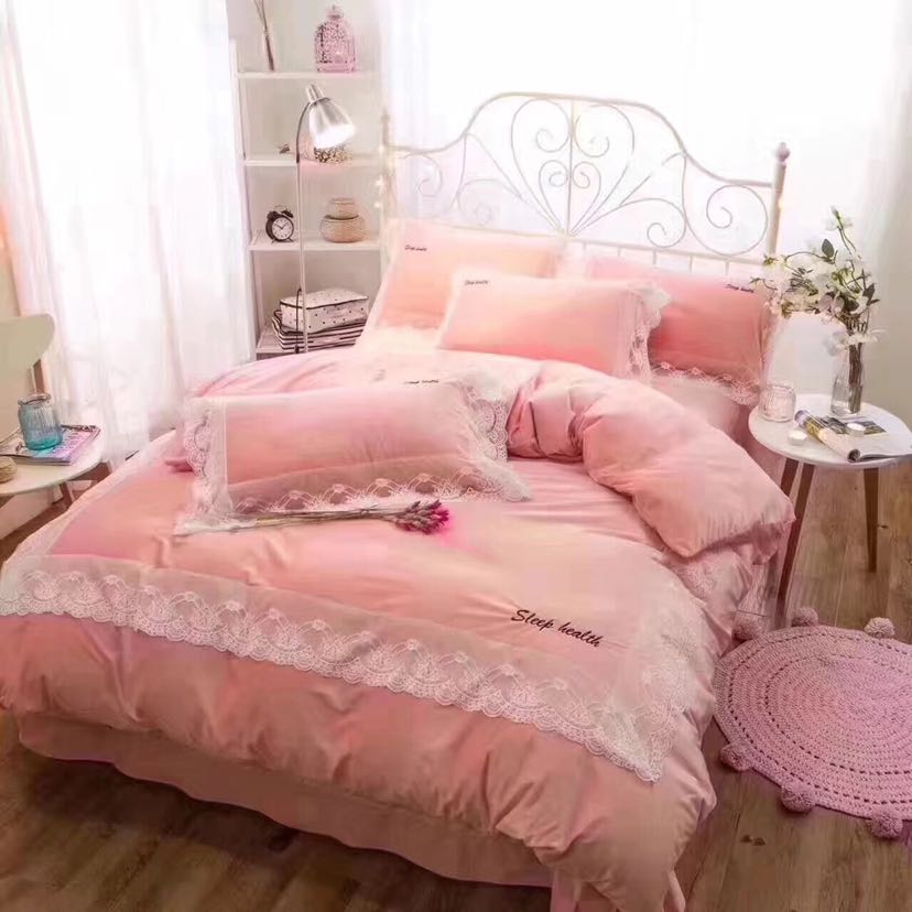 Princess-style crystal velvet four-piece bedding set