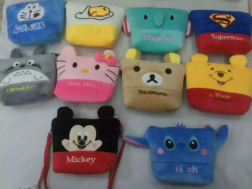 Plush toys, cartoon and cute single-shoulder bags, plush bags, embroidered children's handbags, vegetable basket bags Application Scenario