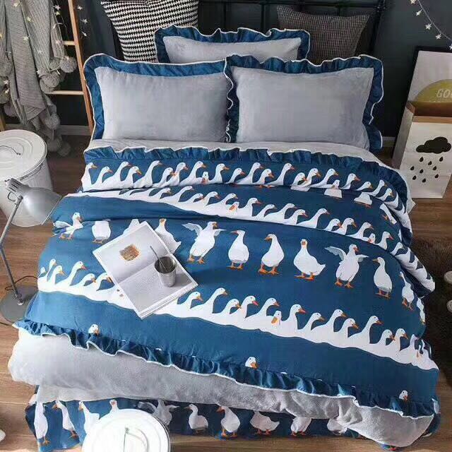 Lace flannel four-piece bedding set Specification image