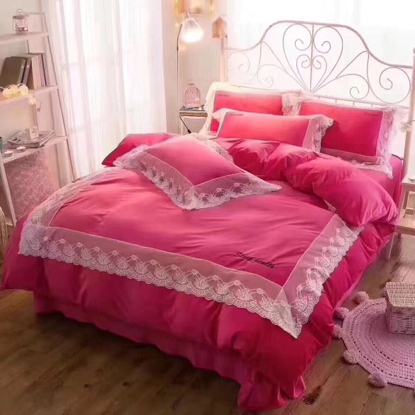 Princess-style crystal velvet four-piece bedding set details Picture