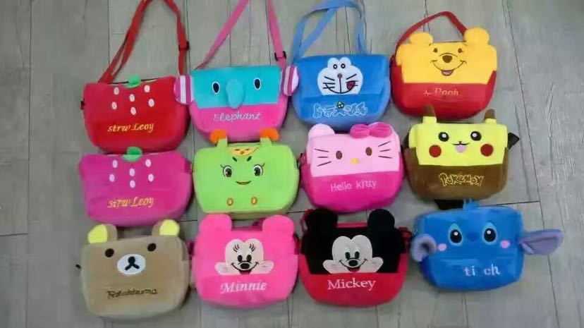 Plush toys, cartoon and cute single-shoulder bags, plush bags, embroidered children's handbags, vegetable basket bags Specification image