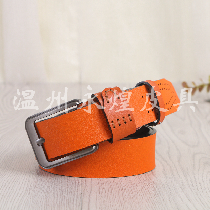 Men's belt, Korean-style trendy wide belt, needle-buckle casual belt details Picture