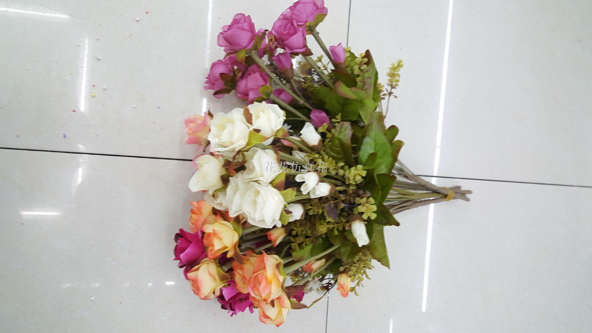 Simulation decoration single 9 autumn rose buds decorate the living room, bedroom table