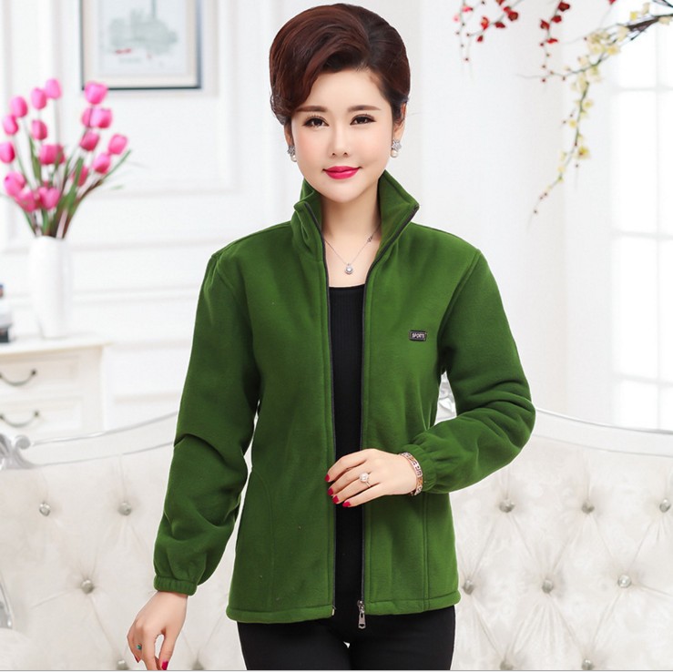 For middle-aged and elderly women, autumn wear: fleece jackets, fleece sweatshirts, and solid-color tops for mothers details Picture
