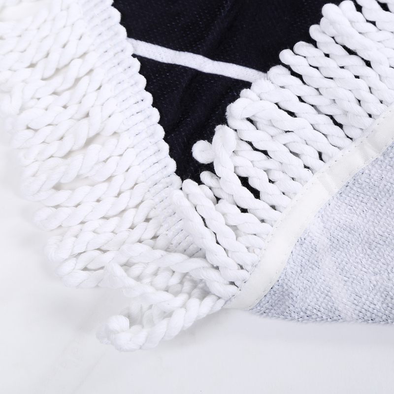 Venta directa de fábrica toalla de playa de flecos redondos de alto grado algodón estampado flecos toalla de baño Specification image
