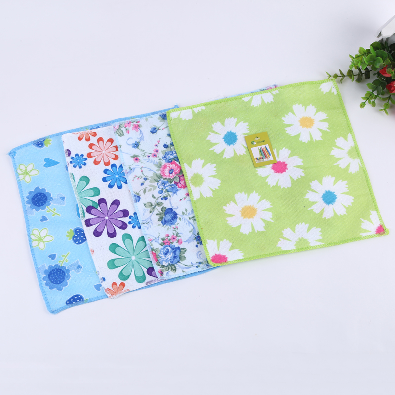 Factory direct sales of fresh and simple flower-printed small square handkerchiefs