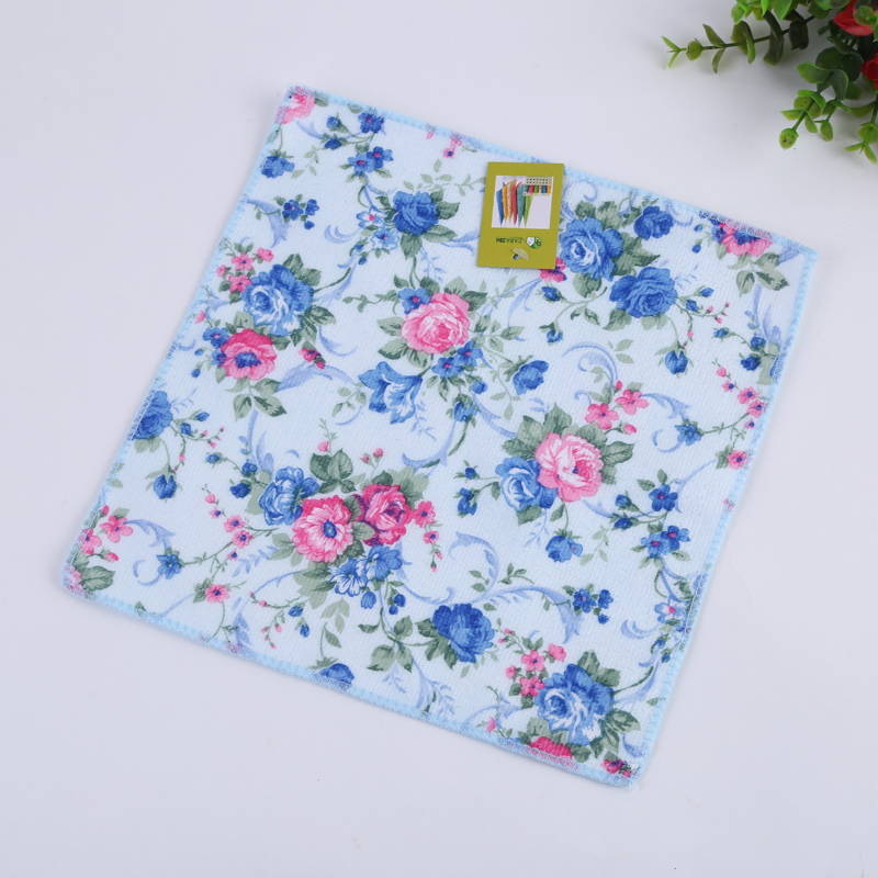 Factory direct sales of fresh and simple flower-printed small square handkerchiefs details Picture
