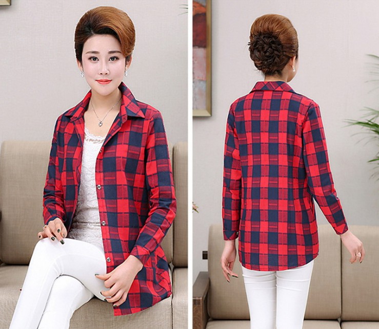 Long-sleeved cardigan T-shirts for middle-aged and elderly women with button-down pockets and thermal jackets are best-selling items in rural areas Application Scenario