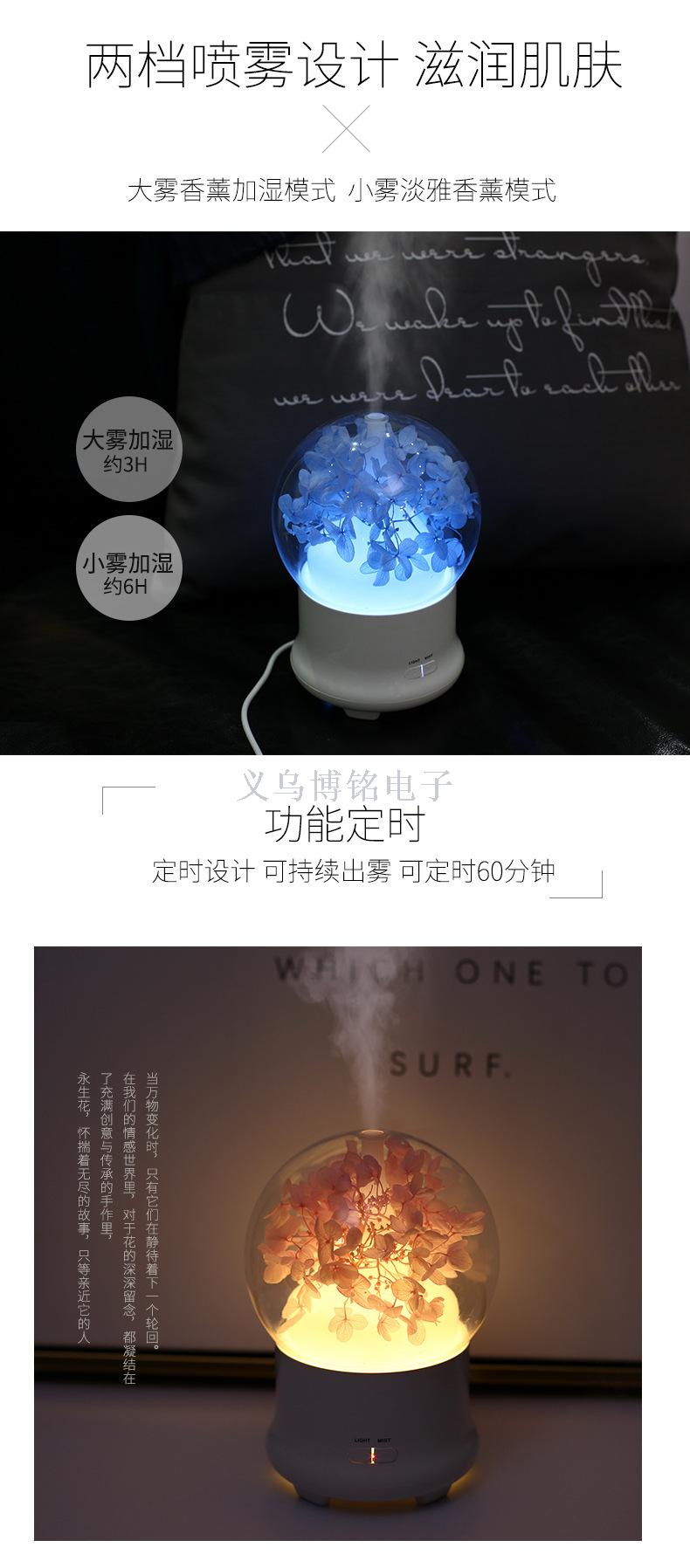 Aromatherapy humidifier Mini ultrasonic Aromatherapy machine can add essential oil eternal life flower birthday gift customization thumbnail