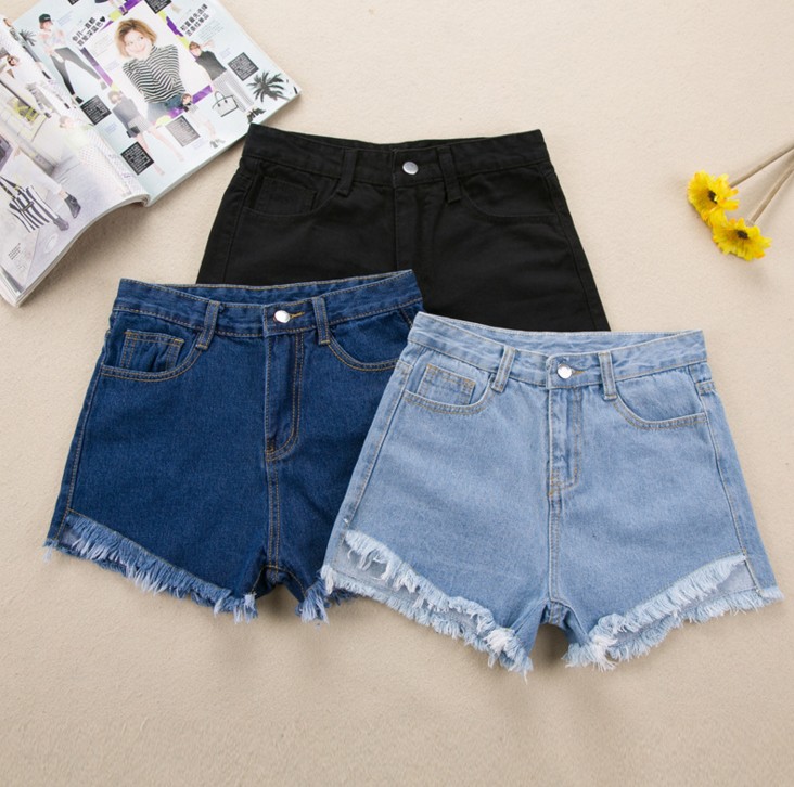 New women's wear: Korean fringed high-waisted denim shorts and Dongdaemun fringed hot pants for women