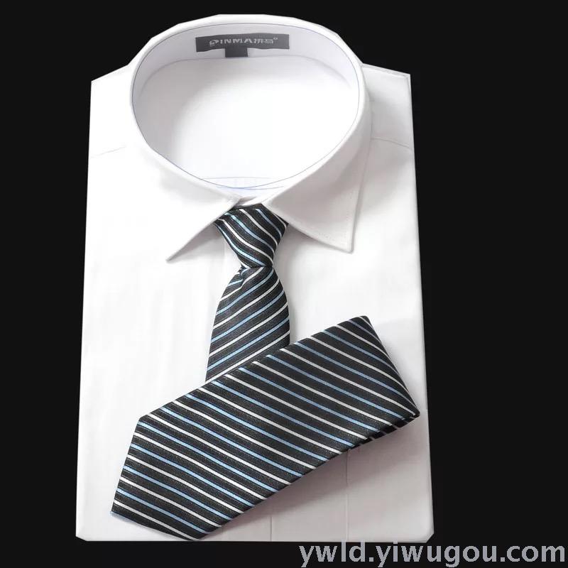 Men's professional tie 8CM with zipper, lazy tie, easy-pull tie, work uniform shirt Specification image