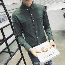 2017春季新款男士纯棉长袖衬衫韩版休闲修身青年学生衬衣
