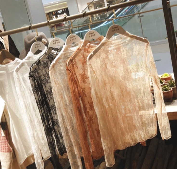 See-through base layer, women's net chiffon, versatile lace black sexy top, pullover, long-sleeved chiffon