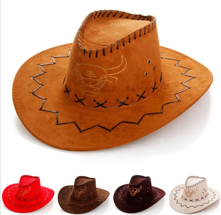 欧美西部牛仔帽骑士帽子男女遮阳帽演出牛仔帽旅游大沿帽