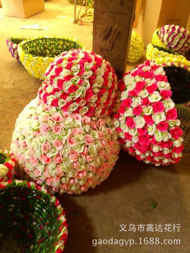 Simulated mixed-color wedding flower balls, plastic rose balls, simulated rose flower wedding flower balls