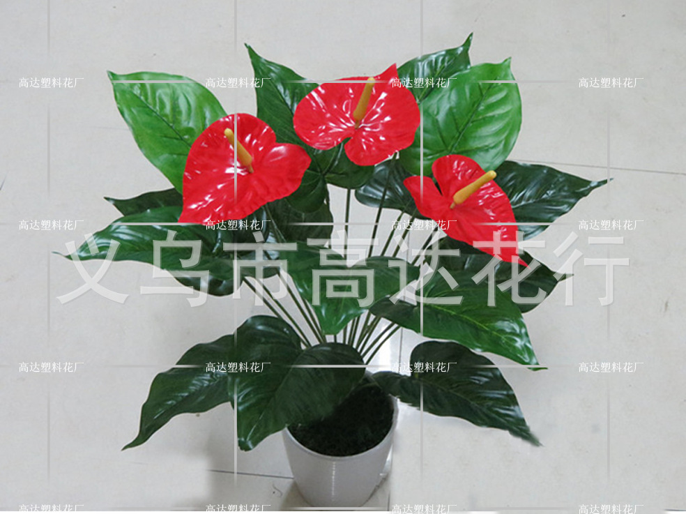 Flor de simulación césped de simulación árbol de simulación flor de simulación césped de simulación árbol de simulación de 18 hojas antúrio bonsai planta de simulación bonsai, flor de simulación al por mayor flor falsa decoración pegamento antúrio