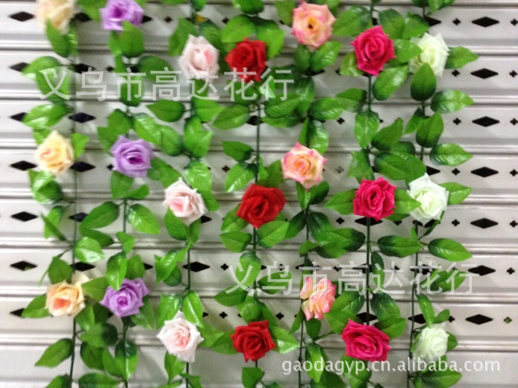 Artificial rose vine, Korean rose artificial flower decorative vine, wedding decoration flower vine manufacturer, 9 roses