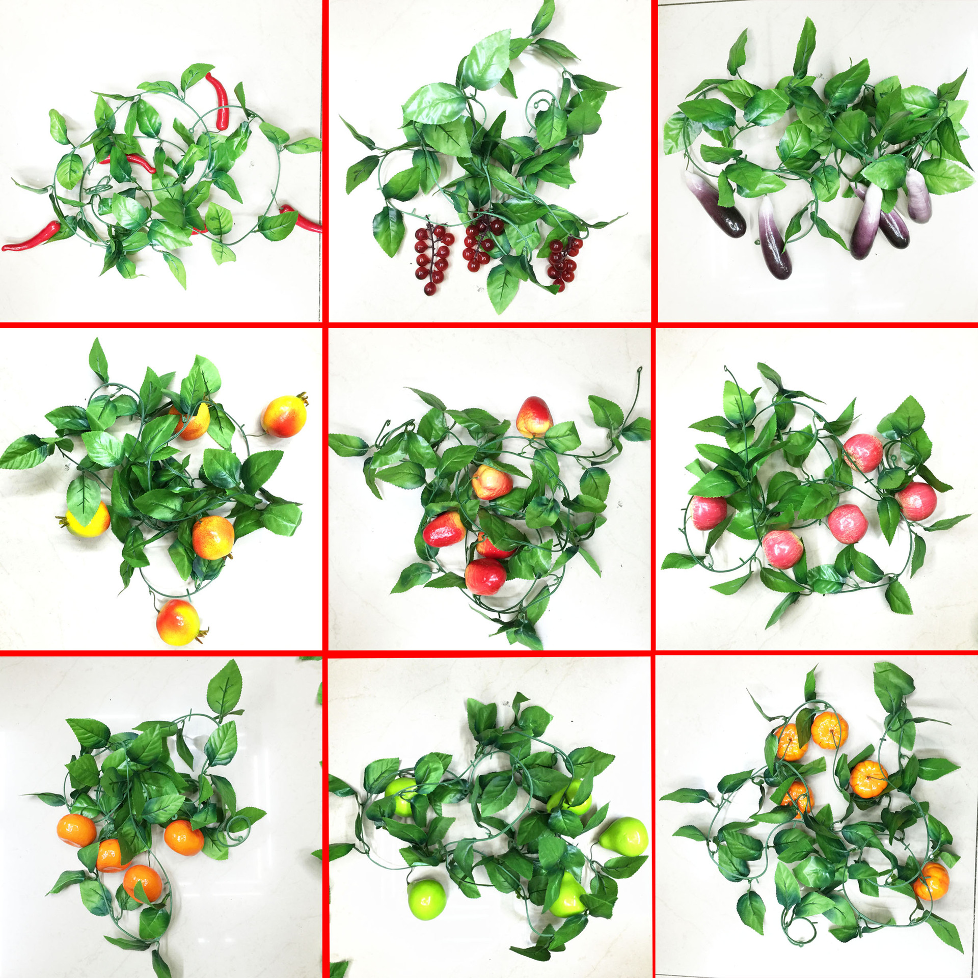 Artificial flowers, artificial lawns, artificial trees, artificial flowers, artificial lawns, artificial trees, tall flower factory, artificial fruits, vegetables, vines, various styles, fruit vines, wall-hanging vines, vines, vines, Yiwu