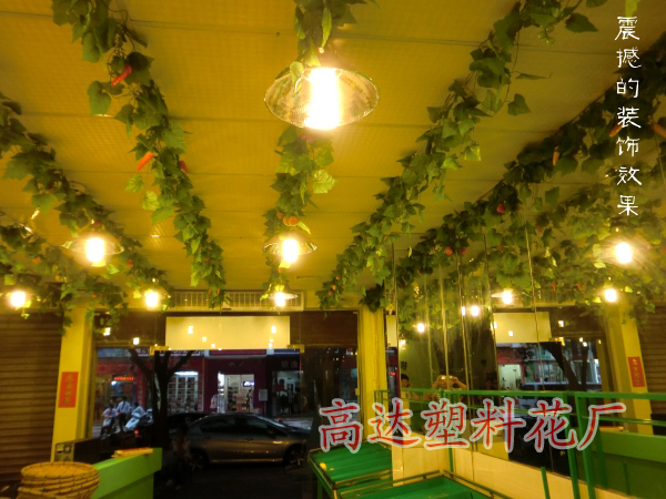 Wholesale of 3-meter-long simulated flat-row grape leaf vines, single grape leaf air conditioning water pipe flower vines Specification image