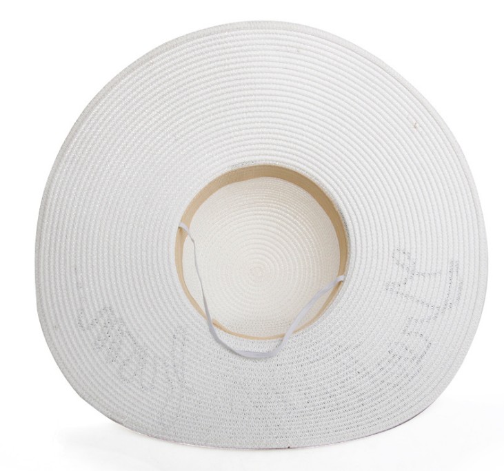 A women's summer straw hat with sequined letters and a wide brim folding sun hat, the same style as Liu Tao and Andy in "Ode to Joy" Application Scenario