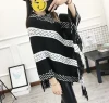 Striped color-blocking large-sized shawl cape knitted sweater, V-neck pullover, European and American sweater for women Specification image