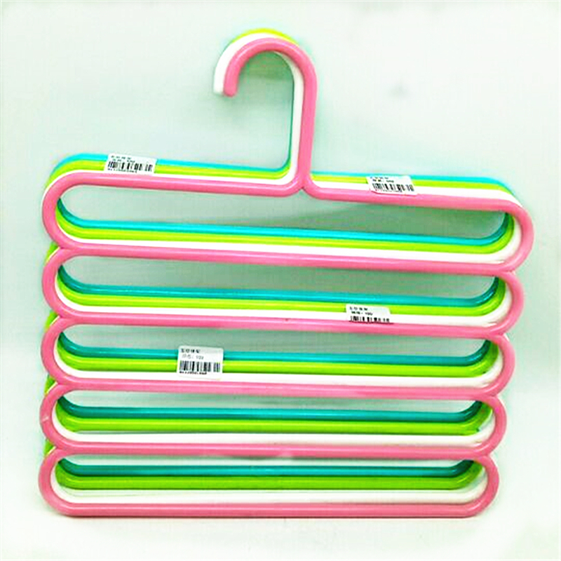 阳光百货五层多功能衣架多层丝巾架防滑落裤夹伸缩裤架5个装