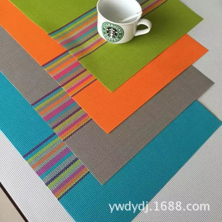 环保精品加厚彩虹条PVC特斯林餐垫日式欧式隔热餐桌垫盘垫碗垫