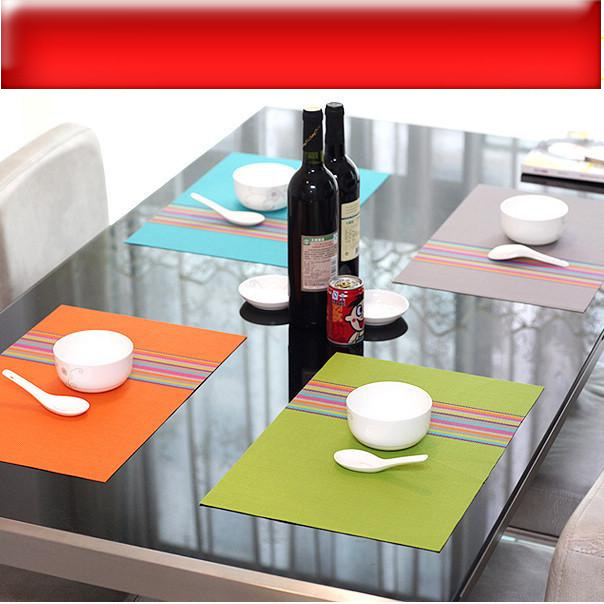 彩虹PVC特斯林西餐垫餐布日式隔热垫餐桌垫碗垫环保无异味易清洗