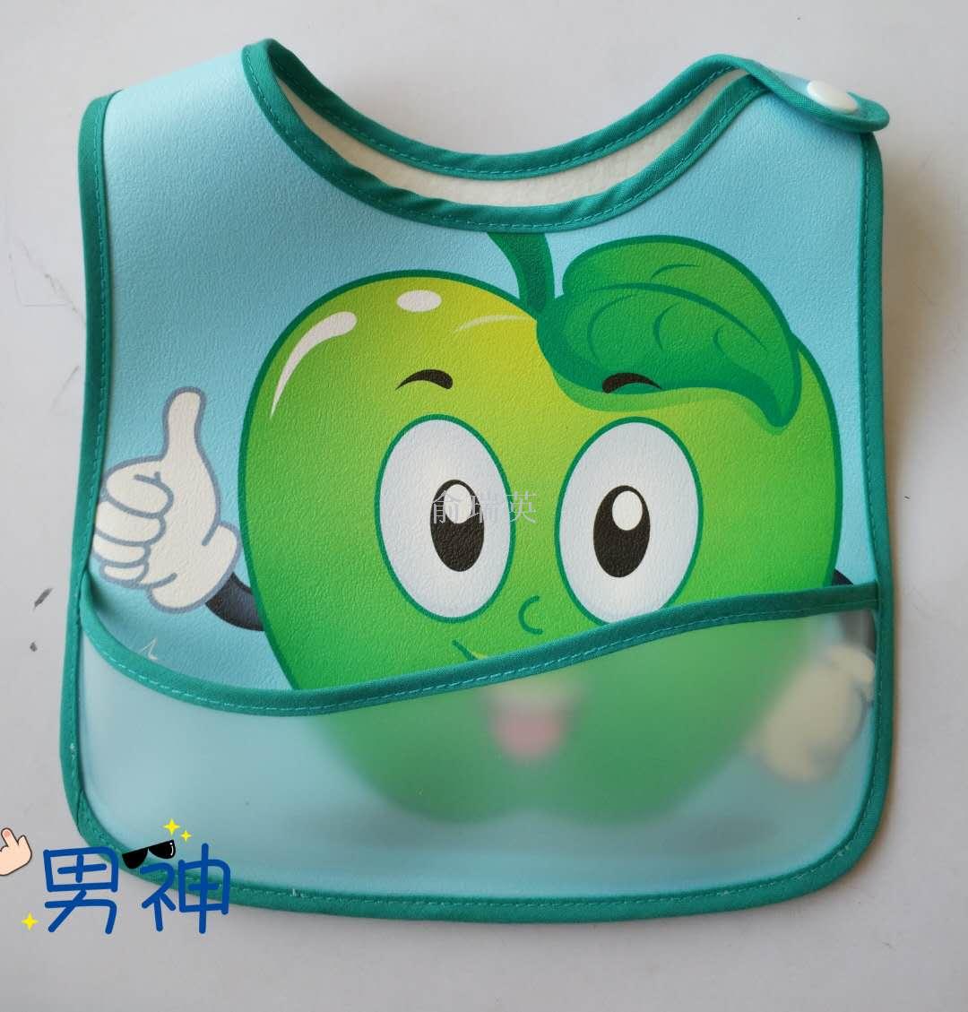 Baby eco-friendly PU front pocket, dirt-proof and leak-proof baby bib, cute printed puppy bib for export Application Scenario