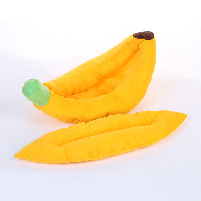 A best-selling and popular three-piece set of banana-shaped pet bed MATS with printed seat cushions, comfortable Samoyed husky dog bed MATS Specification image