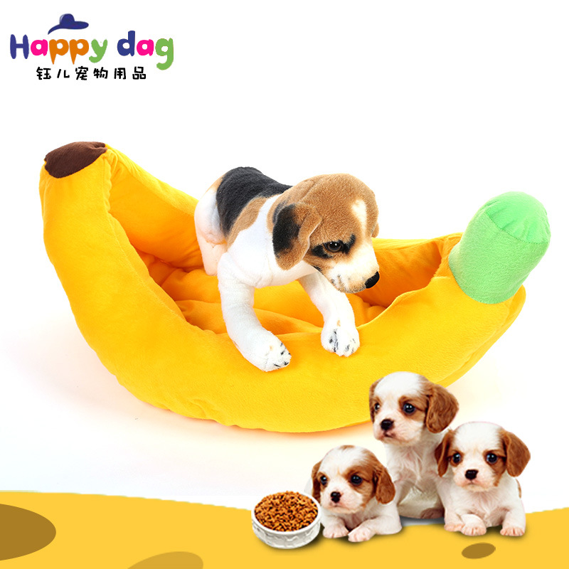 A best-selling and popular three-piece set of banana-shaped pet bed MATS with printed seat cushions, comfortable Samoyed husky dog bed MATS