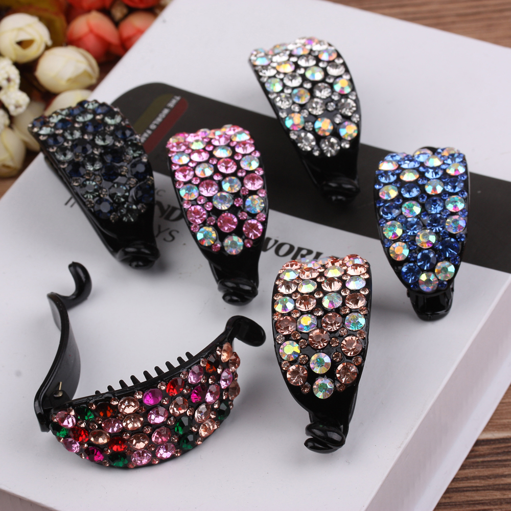 Water diamond acrylic hair clips, headwear, bangs clips, top clips, simple hair accessories, hair grips, 10-yuan store, boutique accessories details Picture
