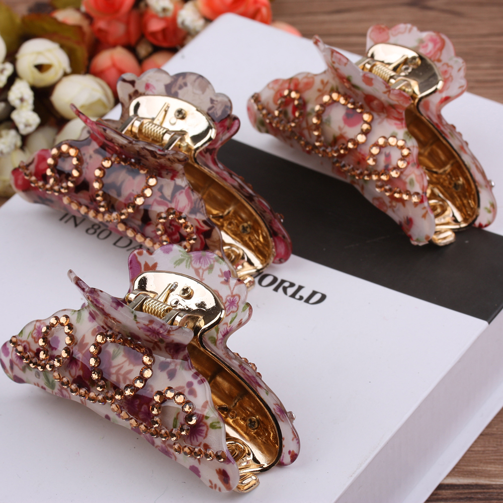 Acrylic hair clips, large headwear, simple updo, hair accessories, hairpins, rhinestones, ponytail clips, wholesale of Yiwu accessories details Picture