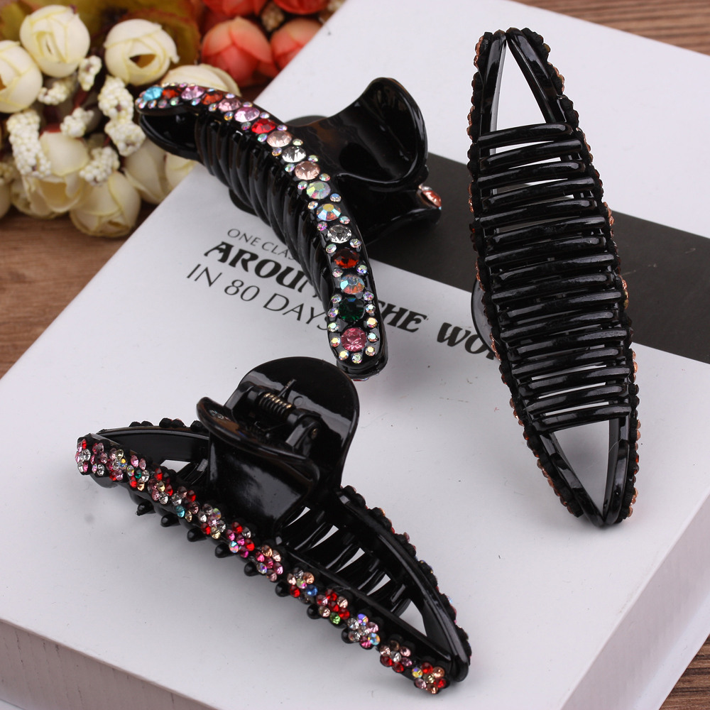 Water diamond acrylic hair clips, headwear, bangs clips, top clips, simple hair accessories, hair grips, 10-yuan store, boutique accessories Specification image