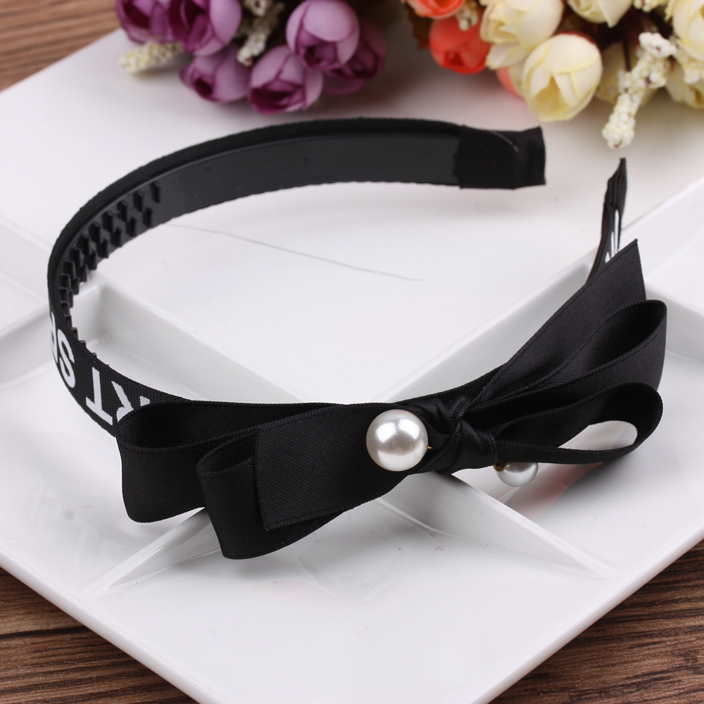 Korean fabric bow with teeth hair band, sweet Japanese and Korean pressed hair fine edge smooth head band, hair clip and head accessory