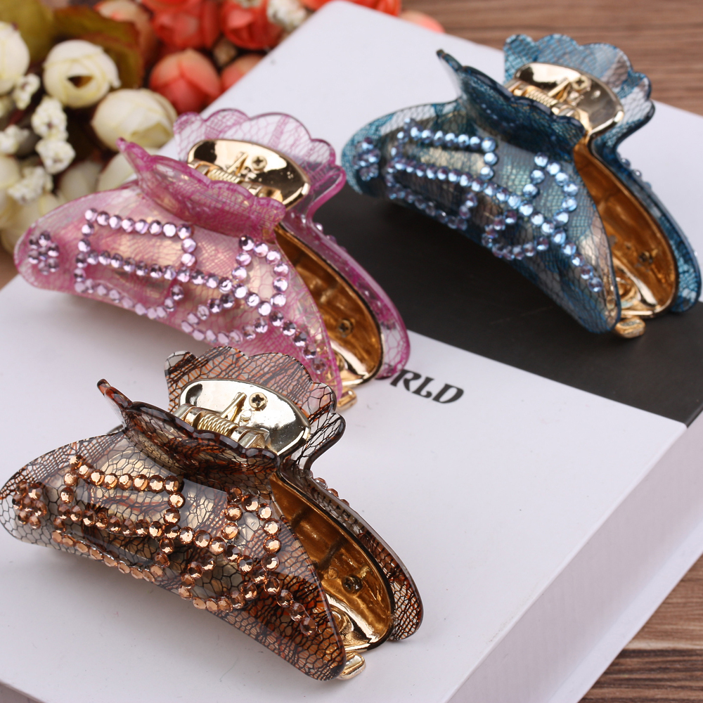Acrylic hair clips, large headwear, simple updo, hair accessories, hairpins, rhinestones, ponytail clips, wholesale of Yiwu accessories Specification image