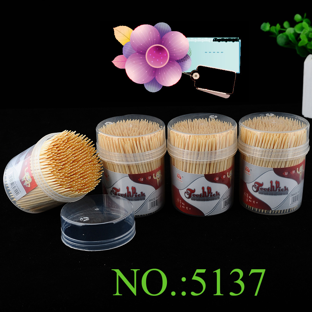 Fine disposable bamboo toothpick travel cylinder with lid transparent plastic red canister toothpick hotel toothpick thumbnail