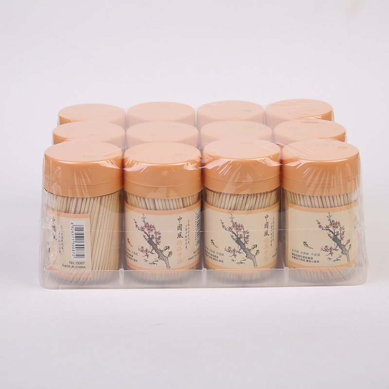 中国风精品礼品牙签 竹制牙签环保卫生一次性圆筒牙签盒百货批发