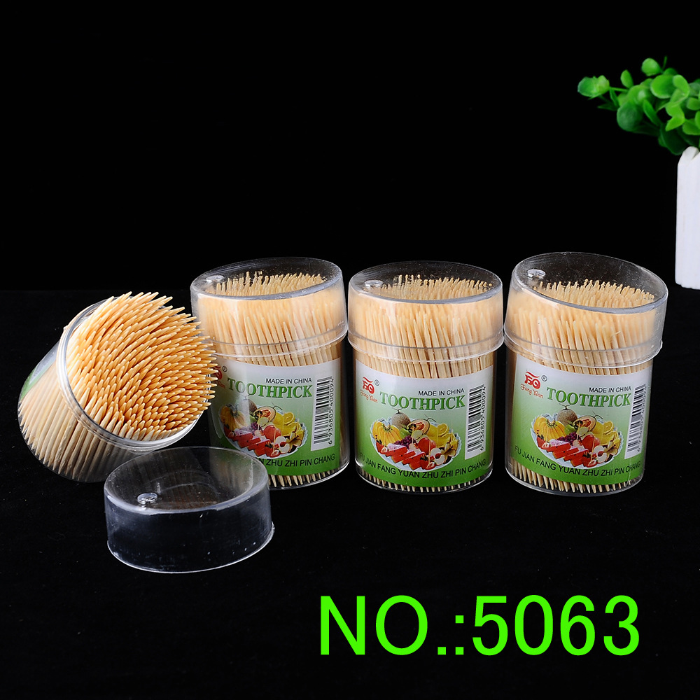Fine disposable bamboo toothpicks Travel transparent plastic small canister toothpicks Hotel toothpicks Household toothpicks