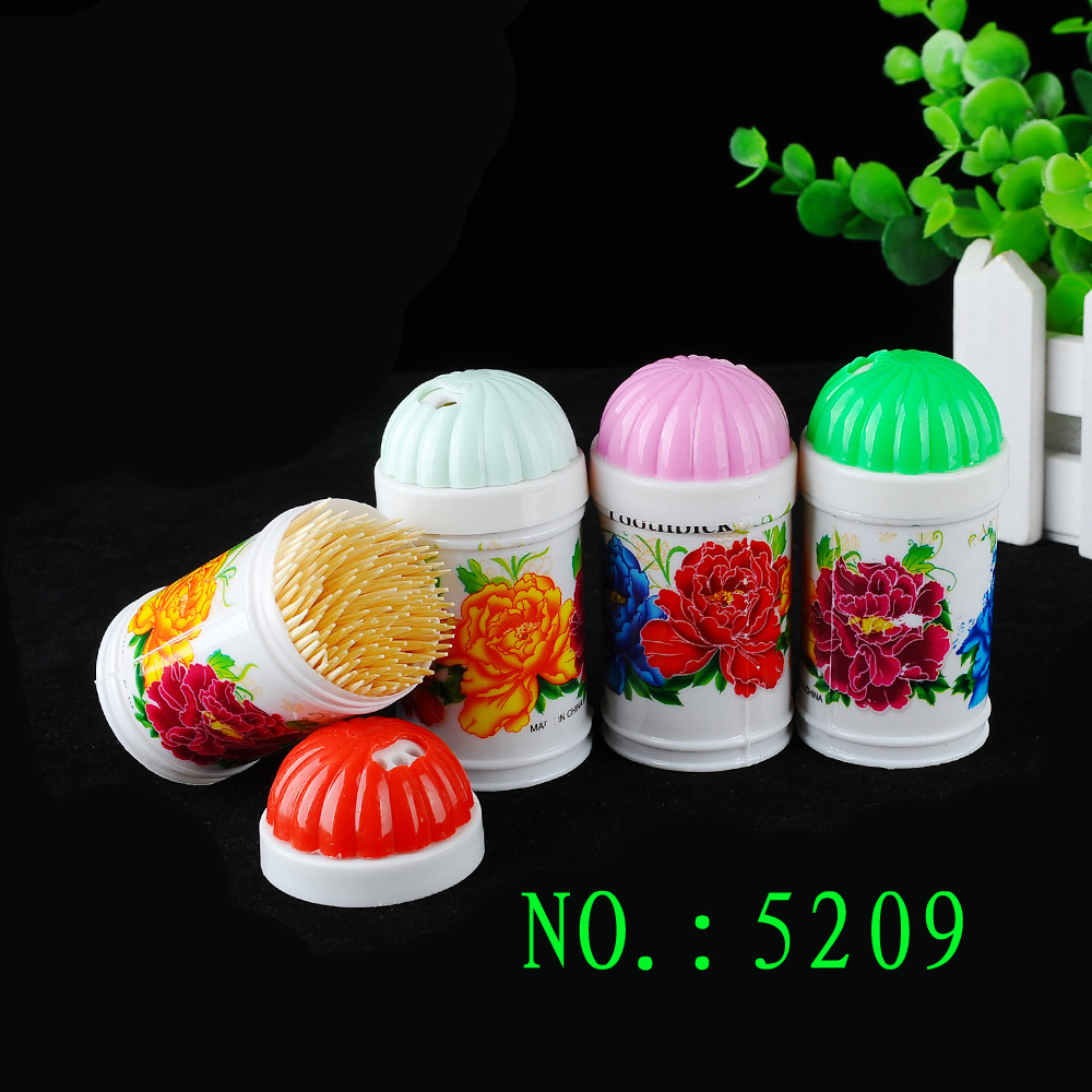 质青花瓷螺纹盖子牙签 牡丹盛开创意圆筒装旅行便携装批发