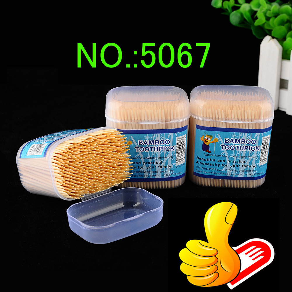 Fine disposable bamboo toothpick Travel square clamshell Clear plastic canister toothpick hotel toothpick