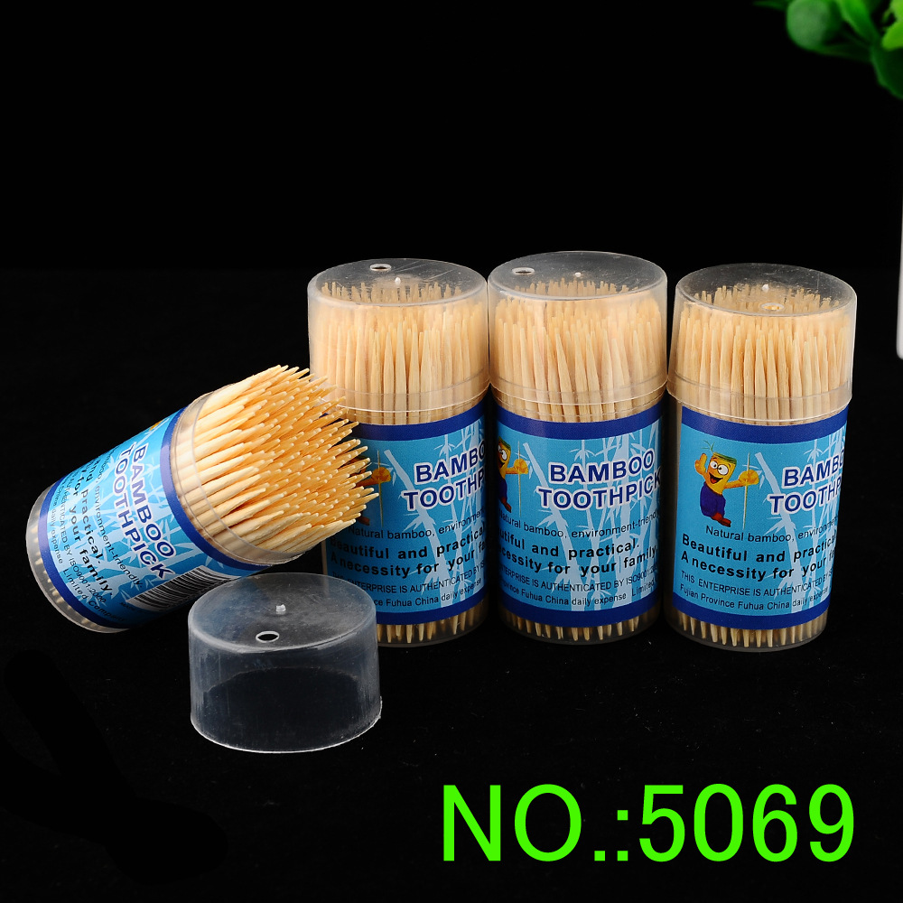 Fine disposable bamboo toothpicks Travel clear plastic canister toothpicks Hotel toothpicks Household toothpicks
