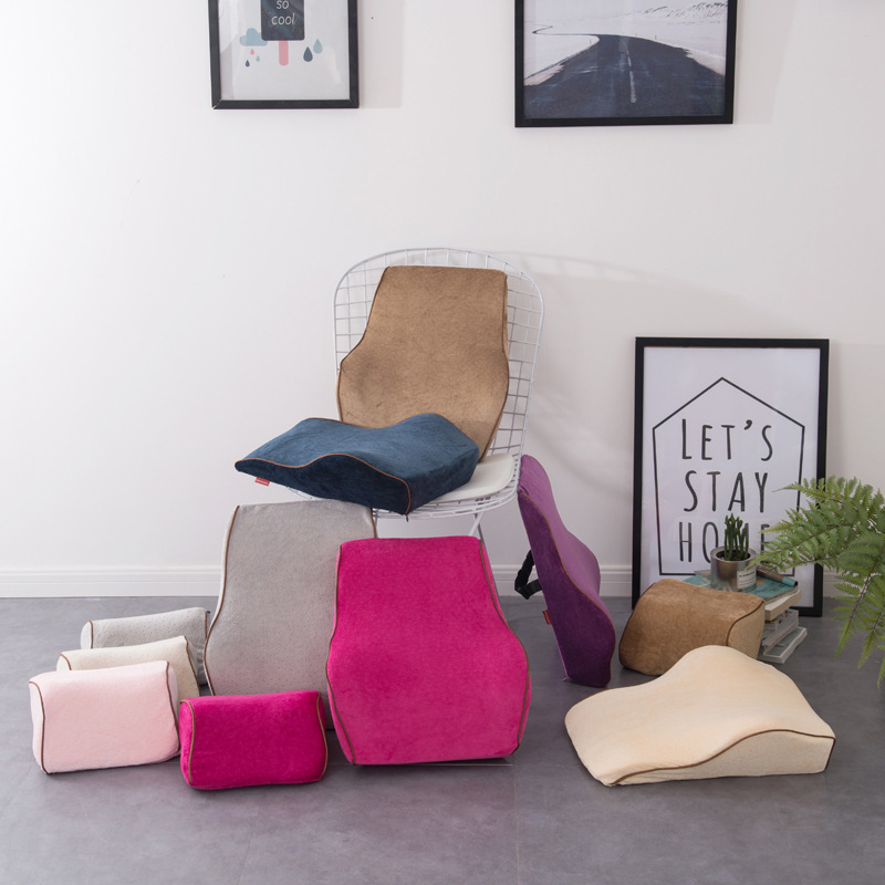 Slow rebound memory cotton lumbar pillow Lumbar cushion Office cushion Car lumbar headrest set