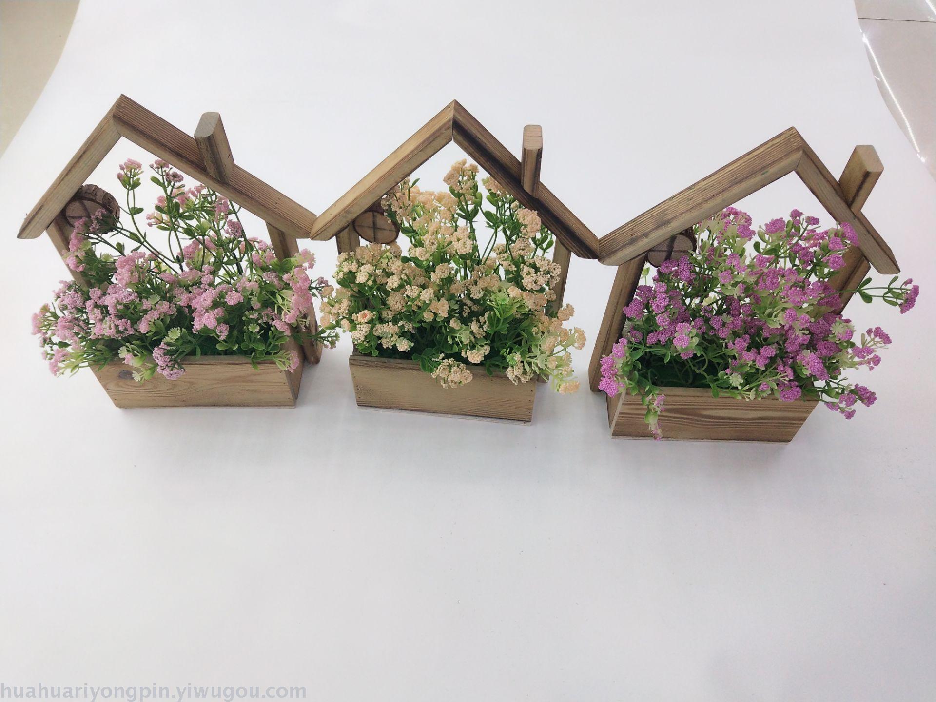 New wood simulation lavender bubble grass plant bonsai simulation flower house wall hanging