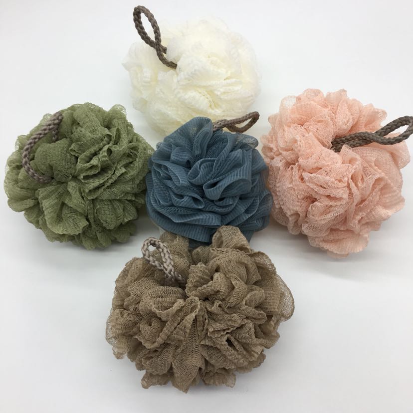 暖色超柔浴球、压皱浴花、压波浪沐浴花
