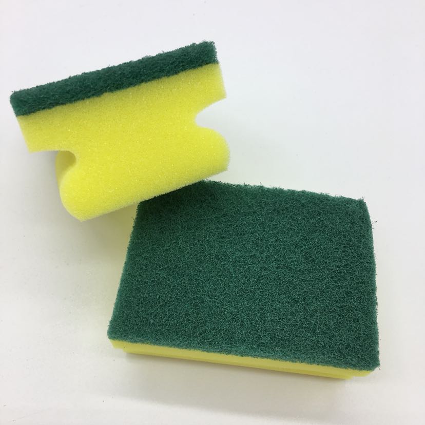 High-density sand-containing scouring pad with I-shaped sponge and yellow + green cleaning sponge blocks, strong decontamination power details Picture