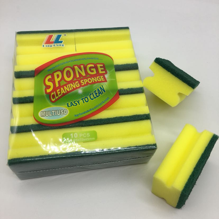 FR305-10P yellow I-shaped sponge scouring pad, sand-containing scouring pad for cleaning sponge blocks