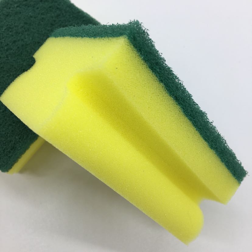 High-density sand-containing scouring pad with I-shaped sponge and yellow + green cleaning sponge blocks, strong decontamination power Specification image
