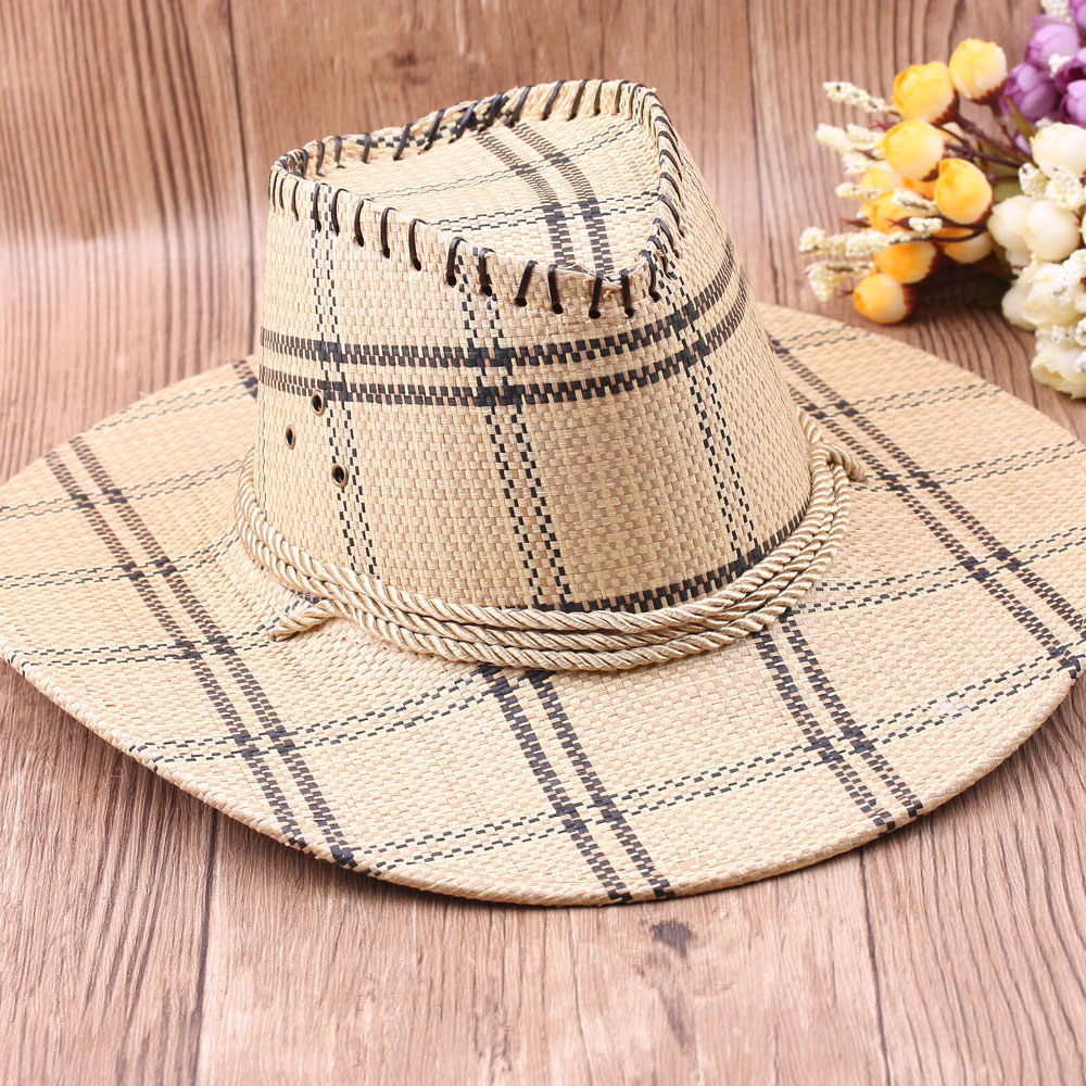 Summer new style men's wide-brimmed top hat, straw woven sunshade, British jazz hat, sun-protective straw hat, 10 yuan supply Application Scenario